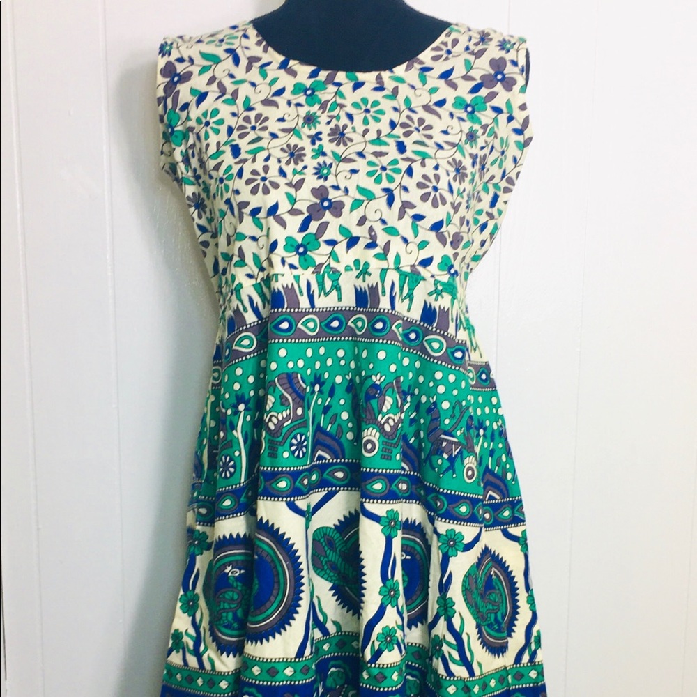 New Handmade cotton sleeveless knee length dress